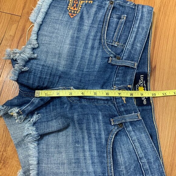 Lucky Brand Aztec Cut Off Riley Jean Denim Shorts - Picture 11 of 12